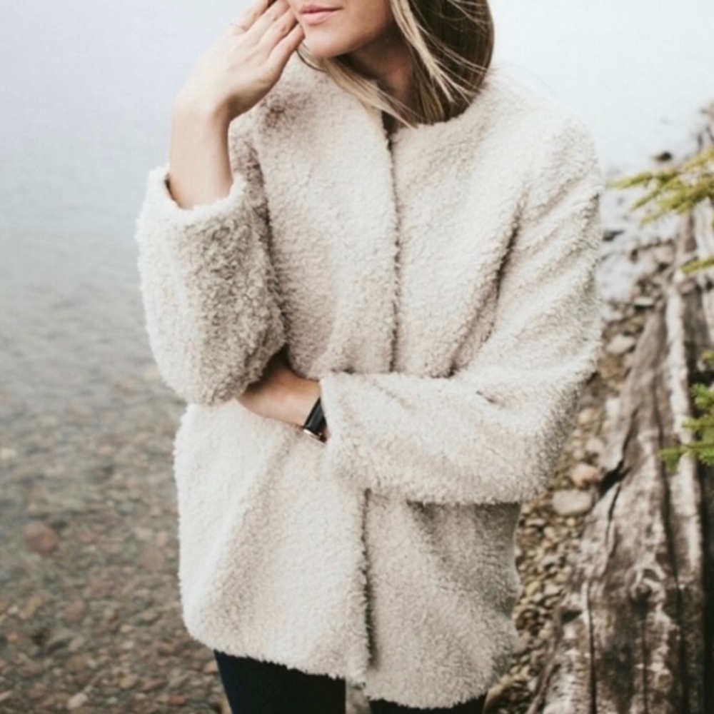 Women's Cream Faux Shearling Coat